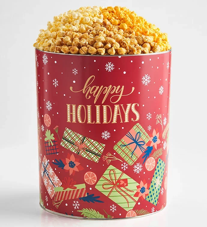 Holiday Cheer 6 1/2 Gallon 3 Flavor Popcorn Tin